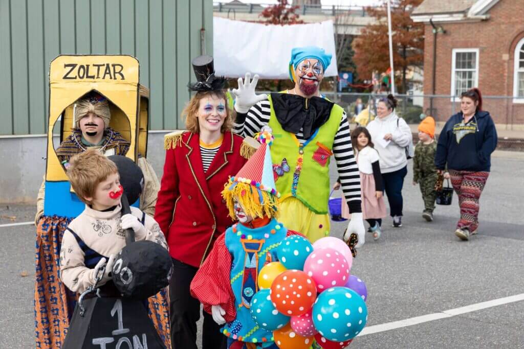 Group of costumed attendees at BIW's Trunk or Treat event