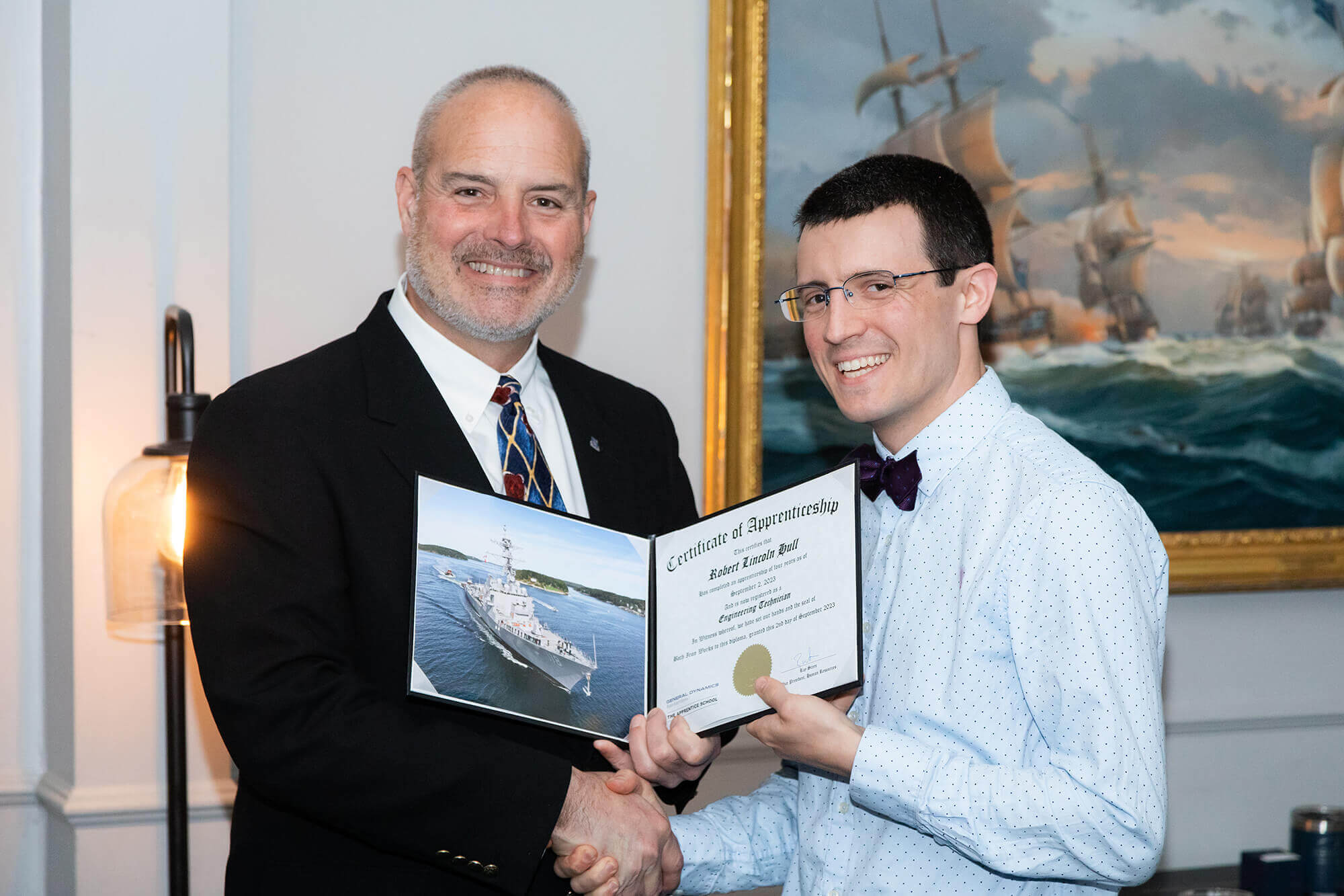 An apprentice earns certificate for the BIW Apprentice School